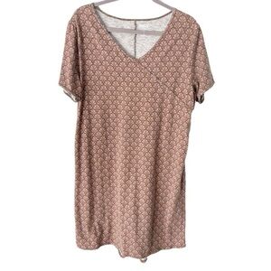 Duluth Trading Company Dress Women's XL To N Flow Jersey Knit Dress Beige Geo